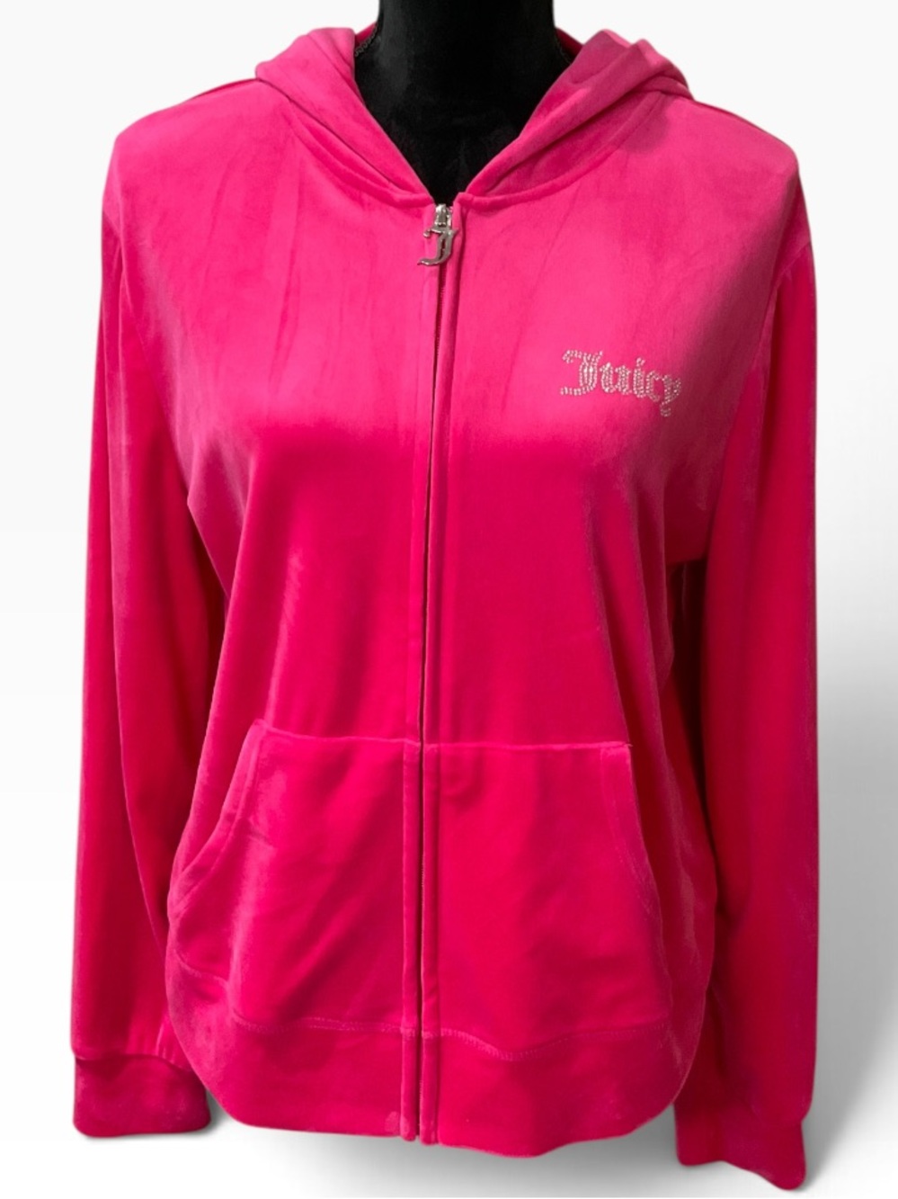 Juicy Couture Hot Pink Velour Zip Hooded Jacket